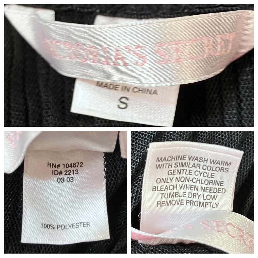 Y2K Vintage Victoria’s Secret Black Sheer Babydoll Slip Dress XS/S Coquette Bow - Picture 11 of 11